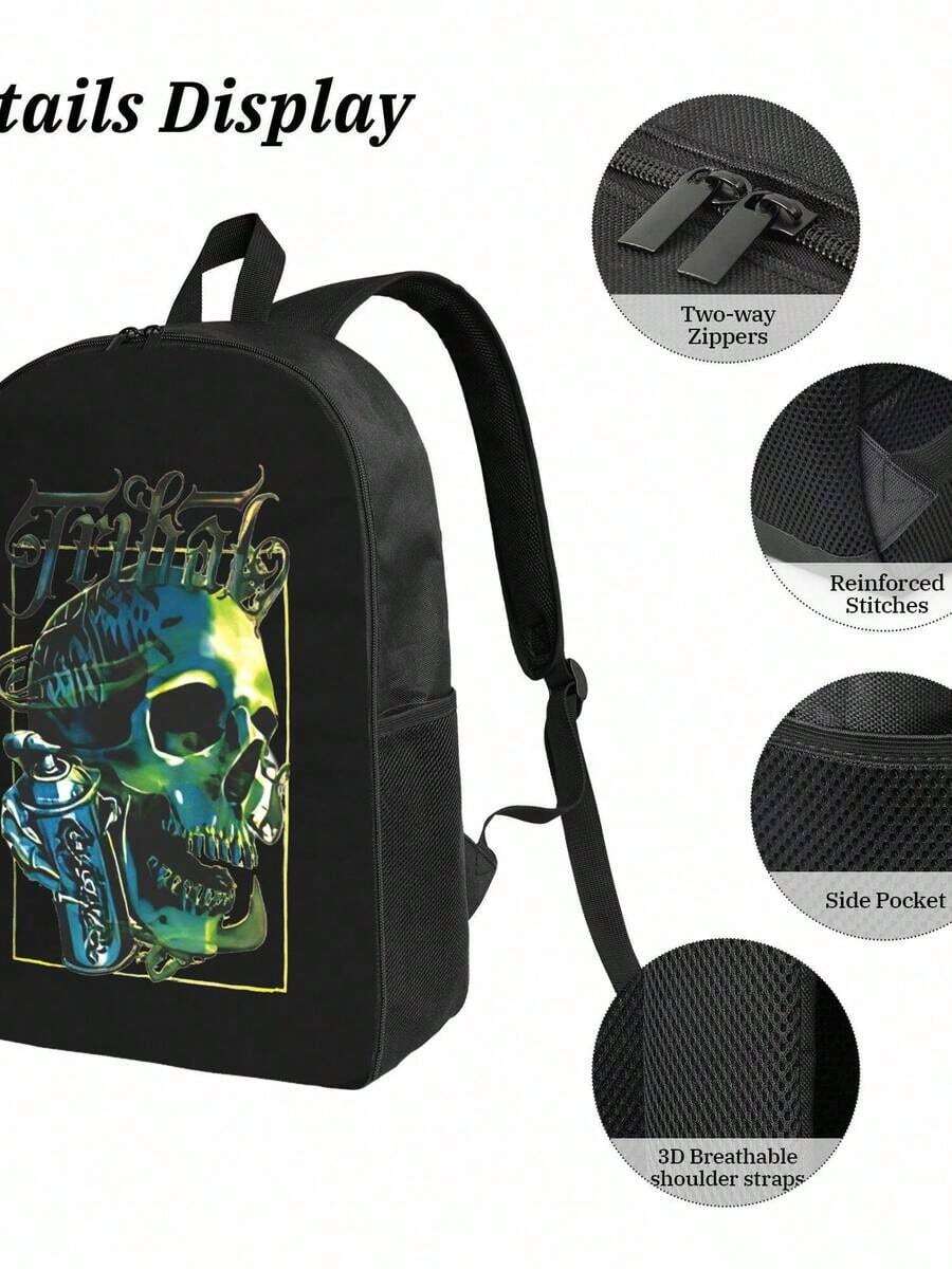 Travel Backpack Anti Theft - Graffiti Skull Waterproof Backpack Large Capacity