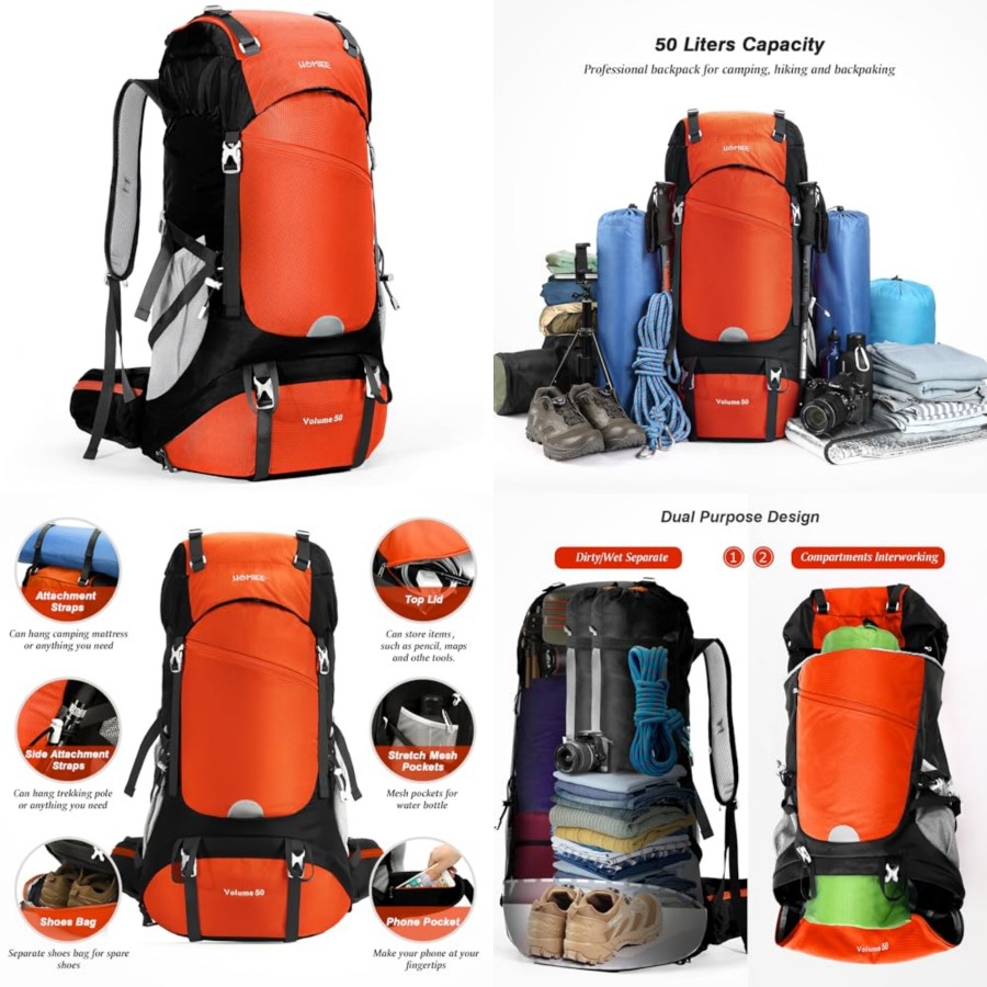 50L Hiking Backpack Travel Bag – обзор и цена Rain Cover Backpack