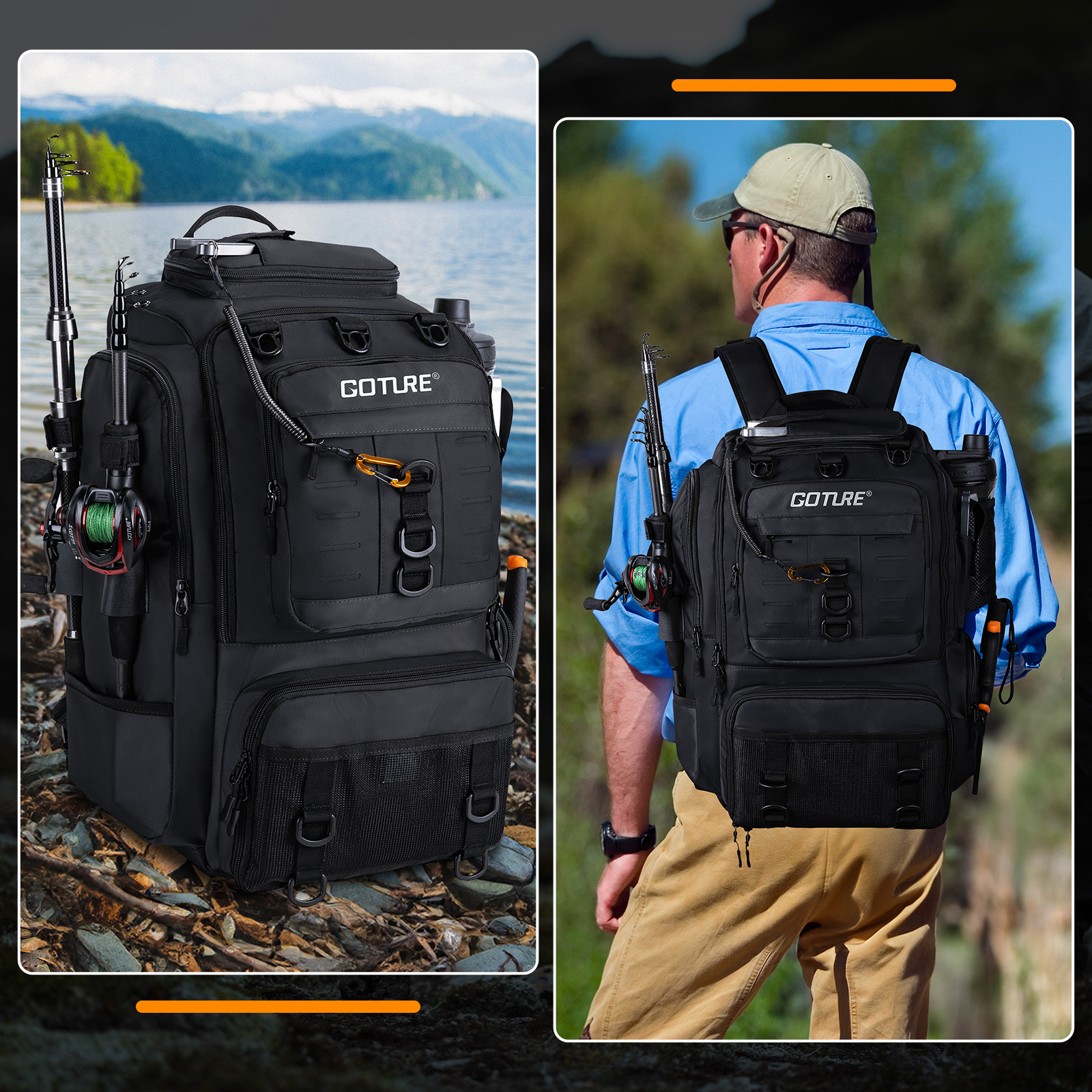 Goture Fishing Bag with Rod Ho – обзор и цена Backpack Insert Organizer