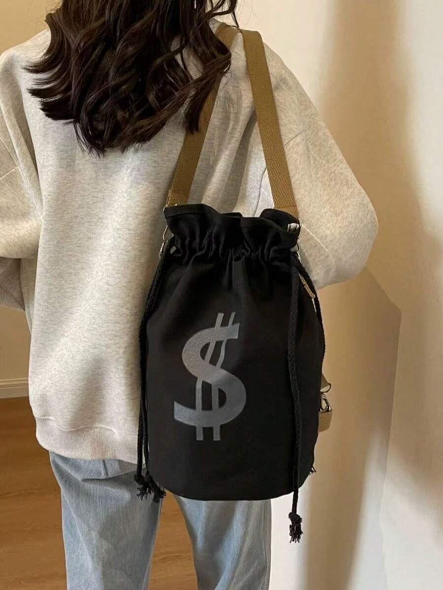 Black Canvas Drawstring Crossb – обзор и цена Canvas Backpack Casual