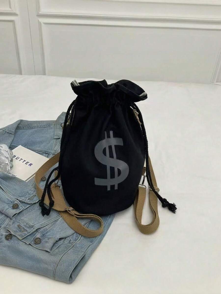 Black Canvas Drawstring Crossb – обзор и цена Canvas Backpack Casual