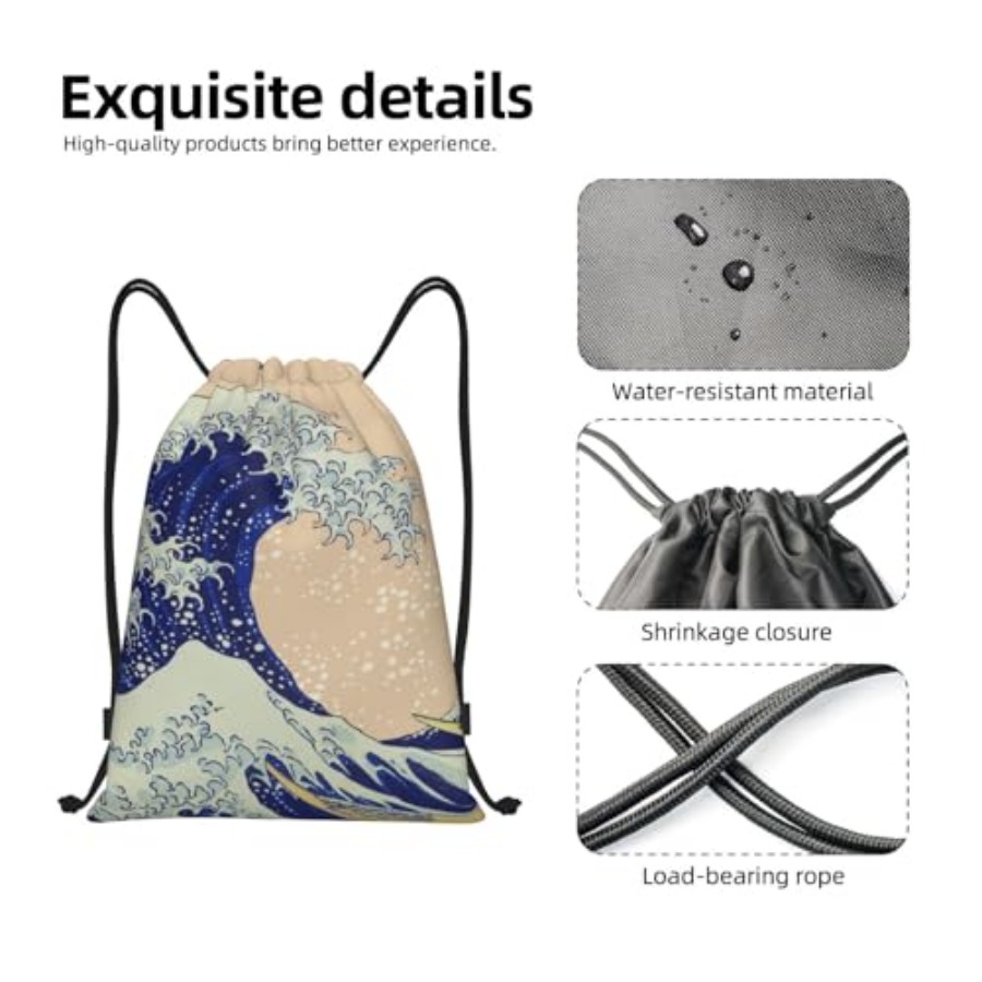 Japanese Kanagawa Ocean Great  – обзор и цена Drawstring Gym Bag
