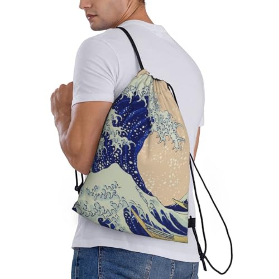 Japanese Kanagawa Ocean Great  – обзор и цена Drawstring Gym Bag