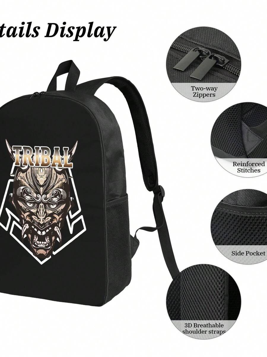 Tribal Demon Print Waterproof  – обзор и цена Travel Backpack Anti Theft