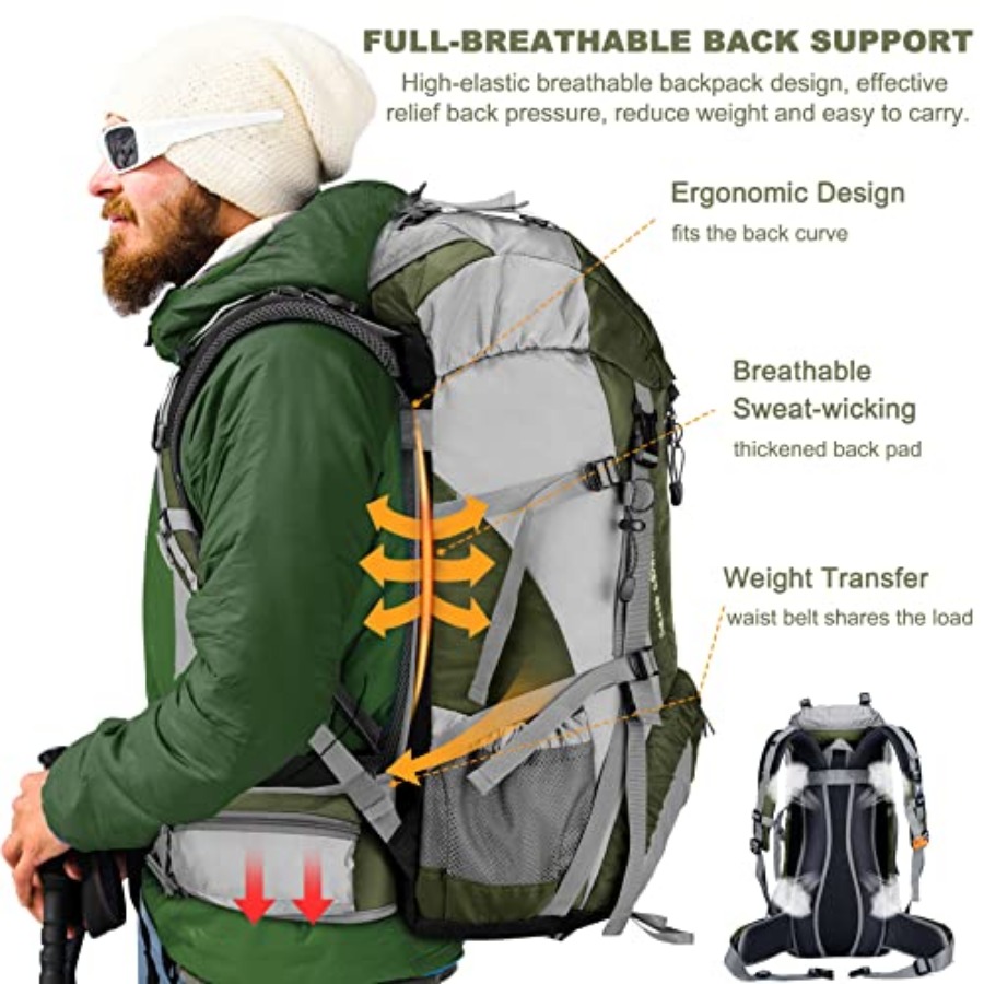 Loowoko 50L Hiking Backpack, W – обзор и цена Rain Cover Backpack