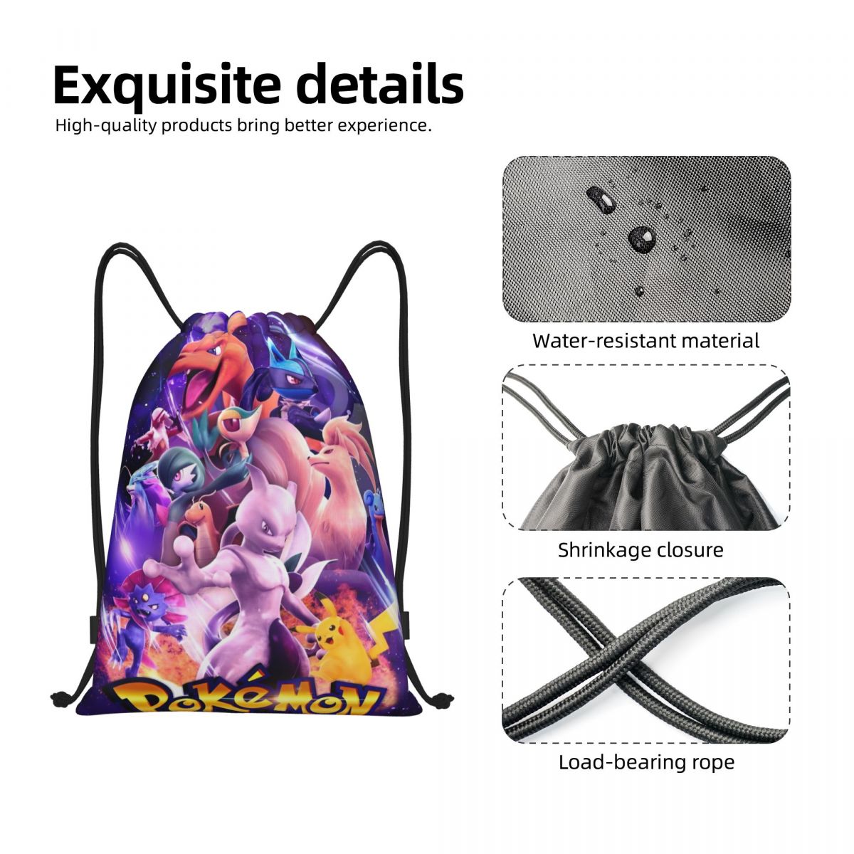 Cute Cartoon Manga Poke-Mon Ba – обзор и цена Drawstring Gym Bag