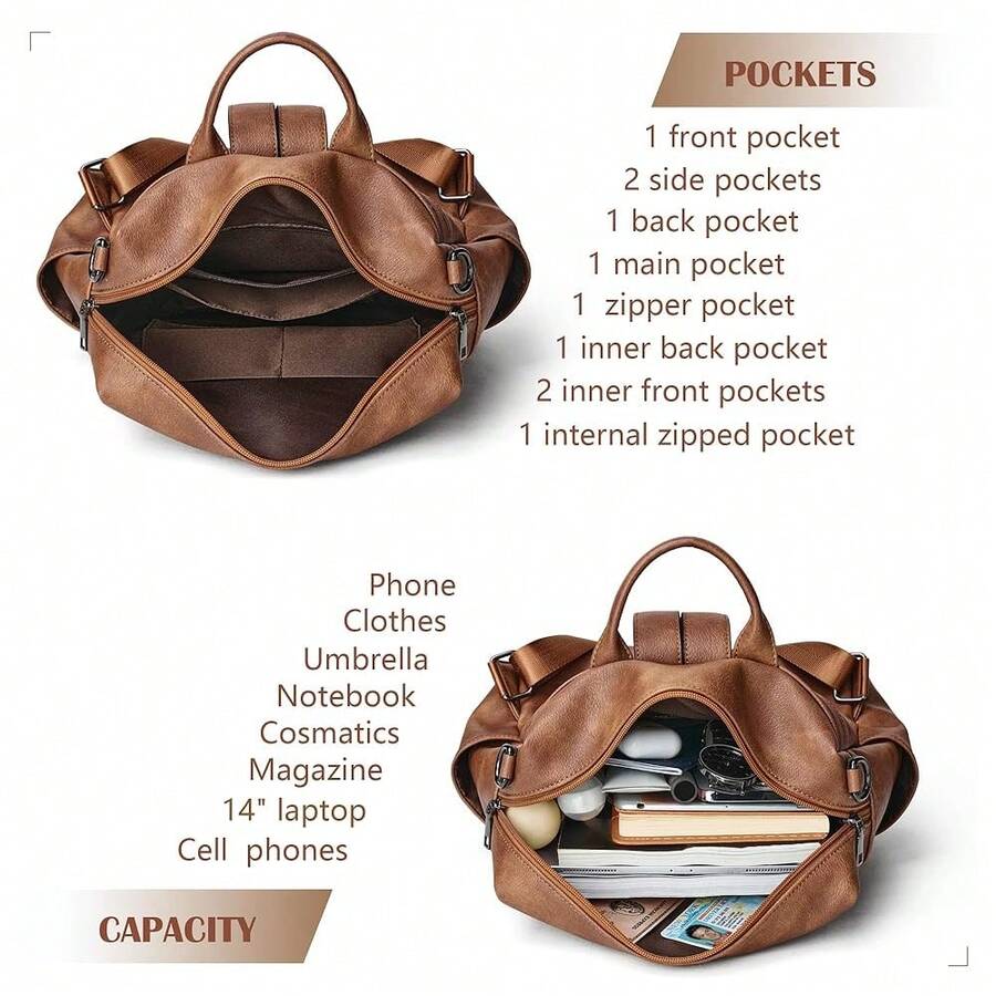 Women Fashion Vintage Brown PU – обзор и цена Leather Backpack Vintage
