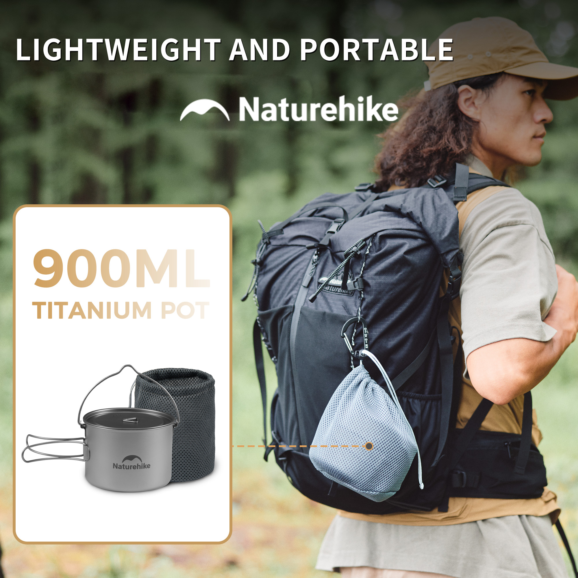 Naturehike 900ml Titanium Pot  – обзор и цена Foldable Backpack Small