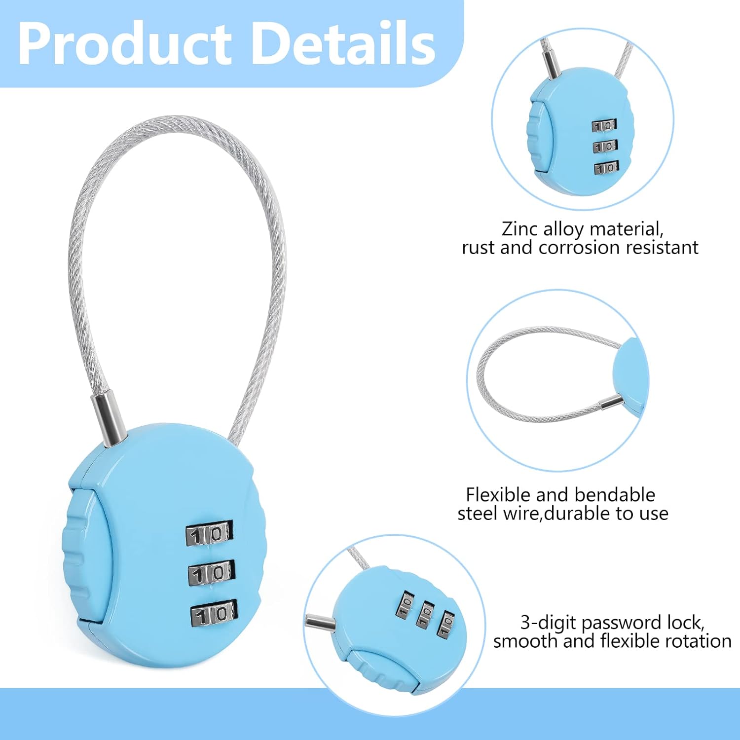 8 Pack Combination Wire Lock 3 – обзор и цена Backpack Lock Combo