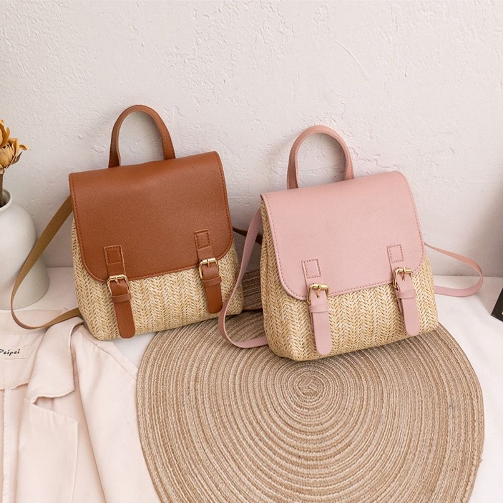 Fashion PU Leather Straw Backp – обзор и цена Leather Backpack Vintage